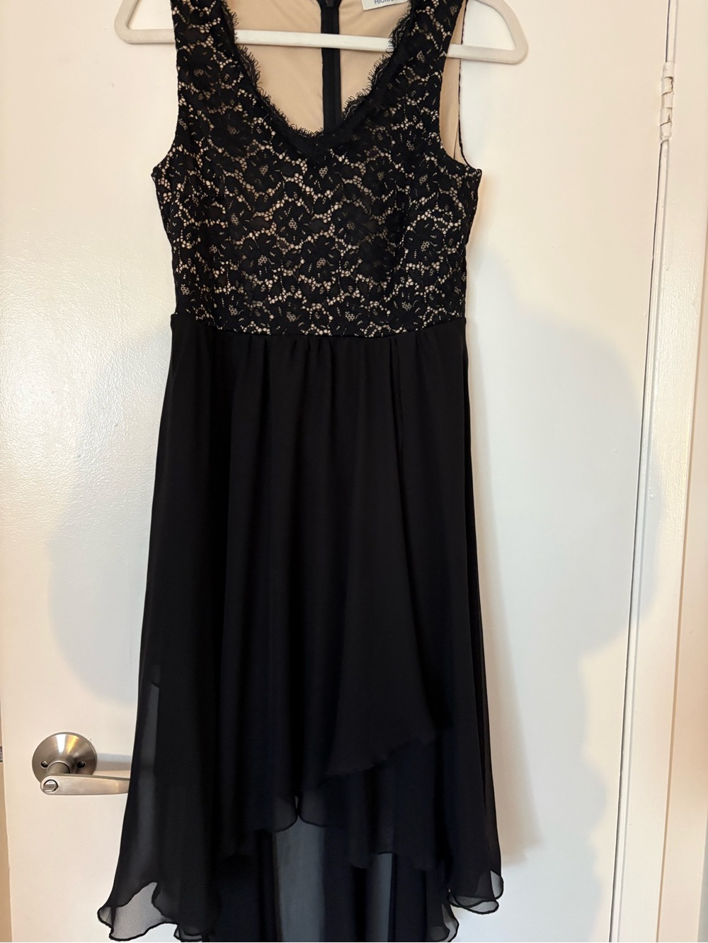 Ricki's Black Lace Bodice High-Low Chiffon Dress